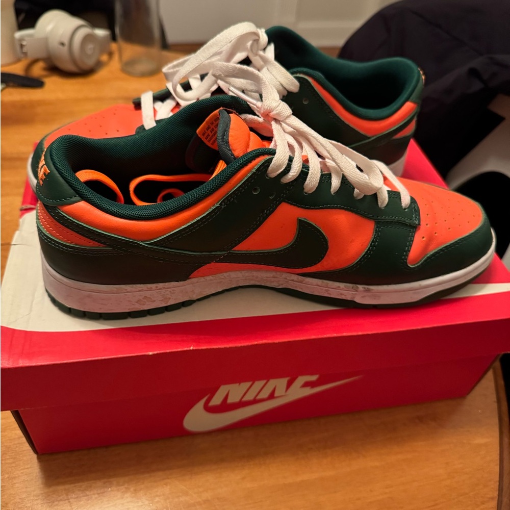Nike Dunks Men's Orange and Green Sneakers